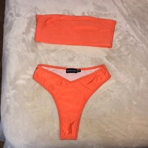 Orange Bandeau/Brazilian Bikini